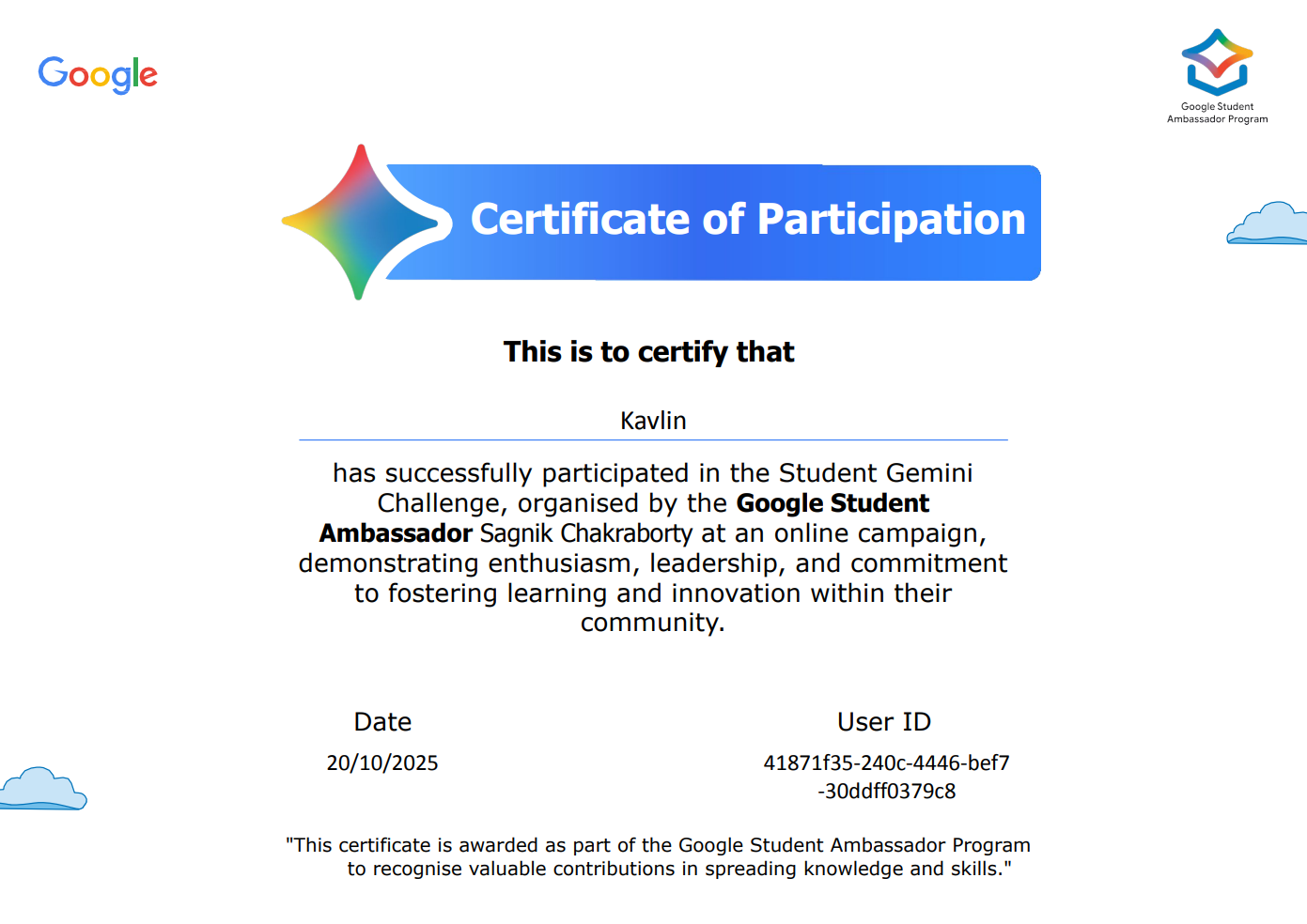 Sample Certificate